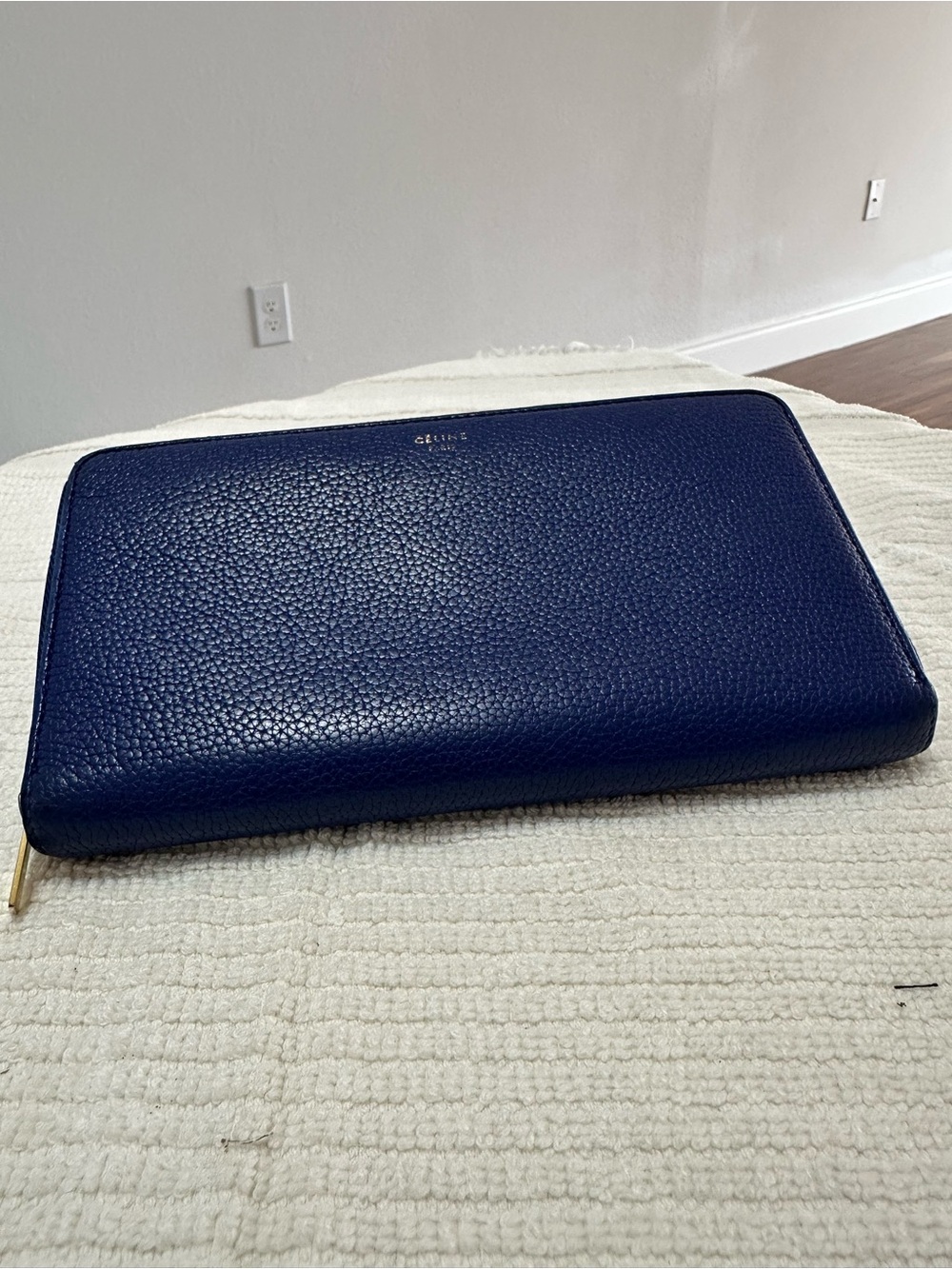 Navy Leather Zip-Around Celine Wallet